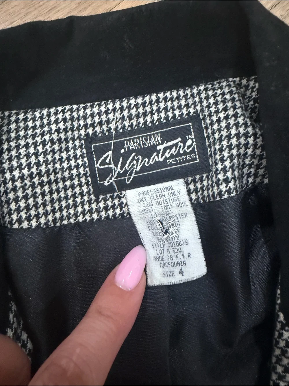 Parisian Works Black & White Houndstooth Blazer and Pants Set wool
